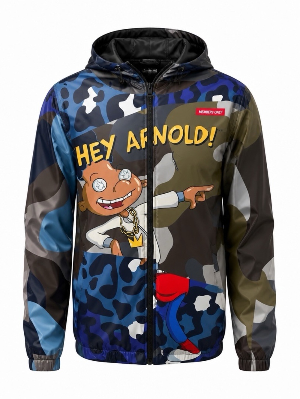 Members Only × Nickelodeon Hey Arnold Hooded Quilt Lined Jacket XL